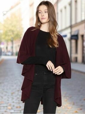 LOOK by M basic shawl vest One Size color Raisin